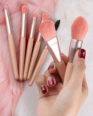 Premium 8-Piece Makeup Brush Set with Travel Case | Soft Bristles | Face & Eye Brushes for Women & Girls