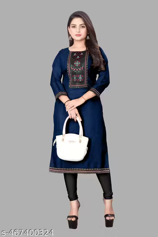 Primium Collection of Cotton Blend Lace Border Aline Kurtii
