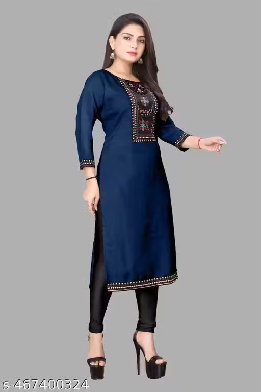 Primium Collection of Cotton Blend Lace Border Aline Kurtii