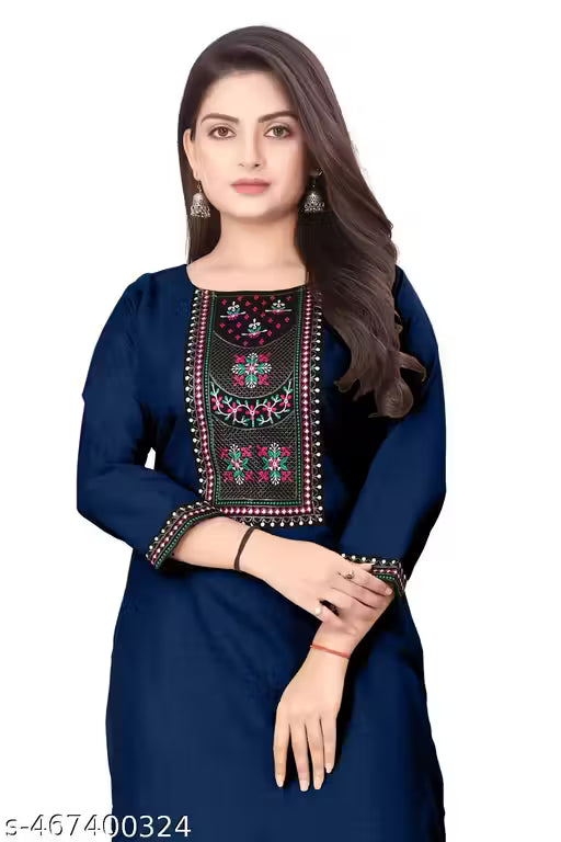 Primium Collection of Cotton Blend Lace Border Aline Kurtii