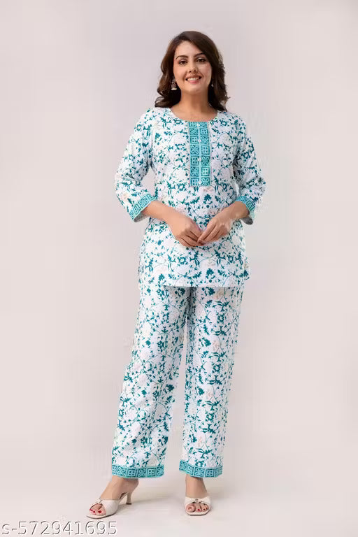 Co-ords Set For Womens | White Coord Sets | Classic Fashionable Women Top & Bottom Sets