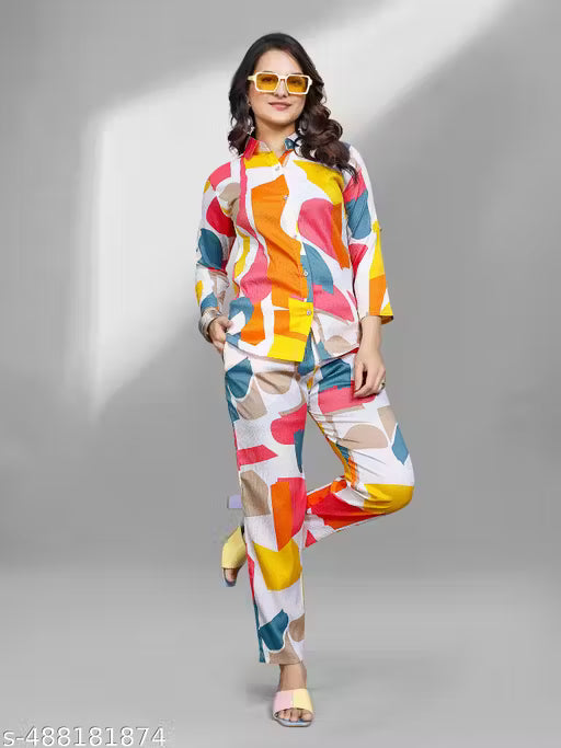 Women Printed Cord set (Top & Bottom Set)