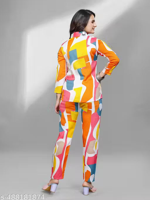 Women Printed Cord set (Top & Bottom Set)