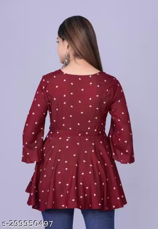 WOMENS STYLISH FRENCH CREPE PRINTED TOP
