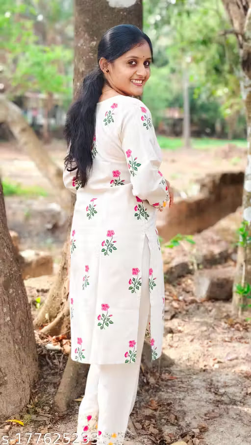 🌸 Elegant Grey Cotton Kurti with Colorful Floral Embroidery | Stylish Festive & Office Wear | ₹499 Only