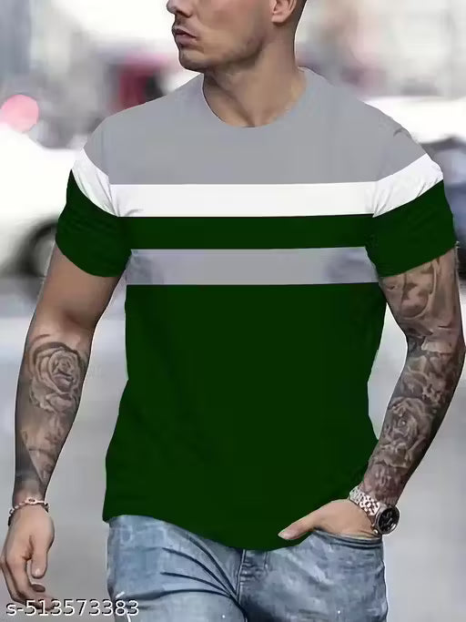 Men's Color Block Round Neck T-Shirt