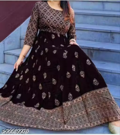 🖤 Premium Printed Flared Rayon Kurti for Women – Elegant Ethnic Wear