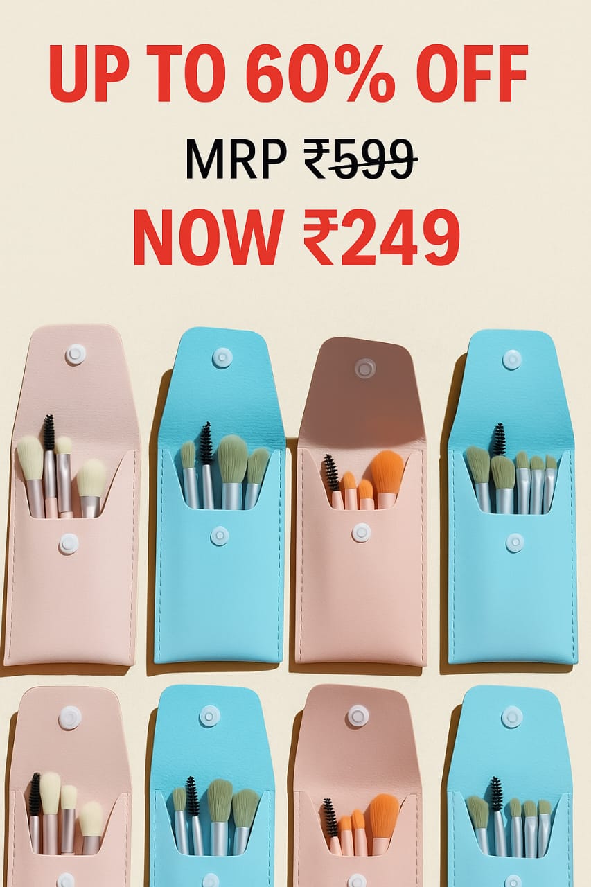 Premium 8-Piece Makeup Brush Set with Travel Case | Soft Bristles | Face & Eye Brushes for Women & Girls