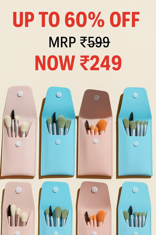 Premium 8-Piece Makeup Brush Set with Travel Case | Soft Bristles | Face & Eye Brushes for Women & Girls