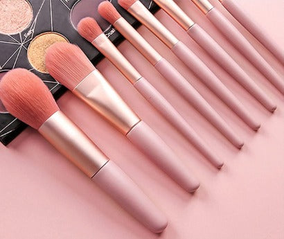 Premium 8-Piece Makeup Brush Set with Travel Case | Soft Bristles | Face & Eye Brushes for Women & Girls