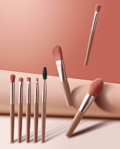 Premium 8-Piece Makeup Brush Set with Travel Case | Soft Bristles | Face & Eye Brushes for Women & Girls