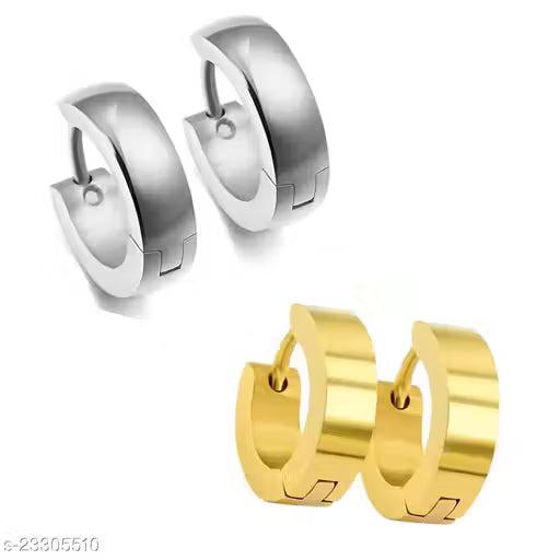 2 Pair Silver Gold studs Earring Bali - F2 Essential
