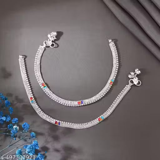 Indian Traditional Ethnic Fancy Foot Jewelry Silver Plated White Metal