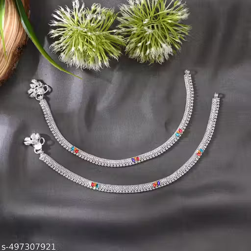 Indian Traditional Ethnic Fancy Foot Jewelry Silver Plated White Metal
