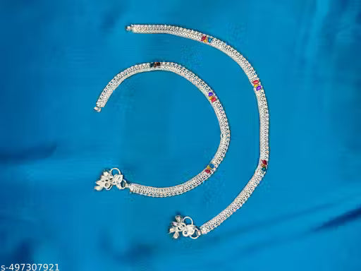 Indian Traditional Ethnic Fancy Foot Jewelry Silver Plated White Metal