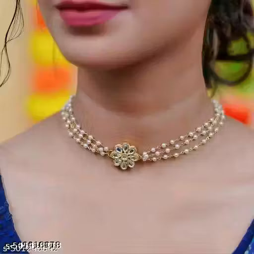Flower kundan ganthan choker
