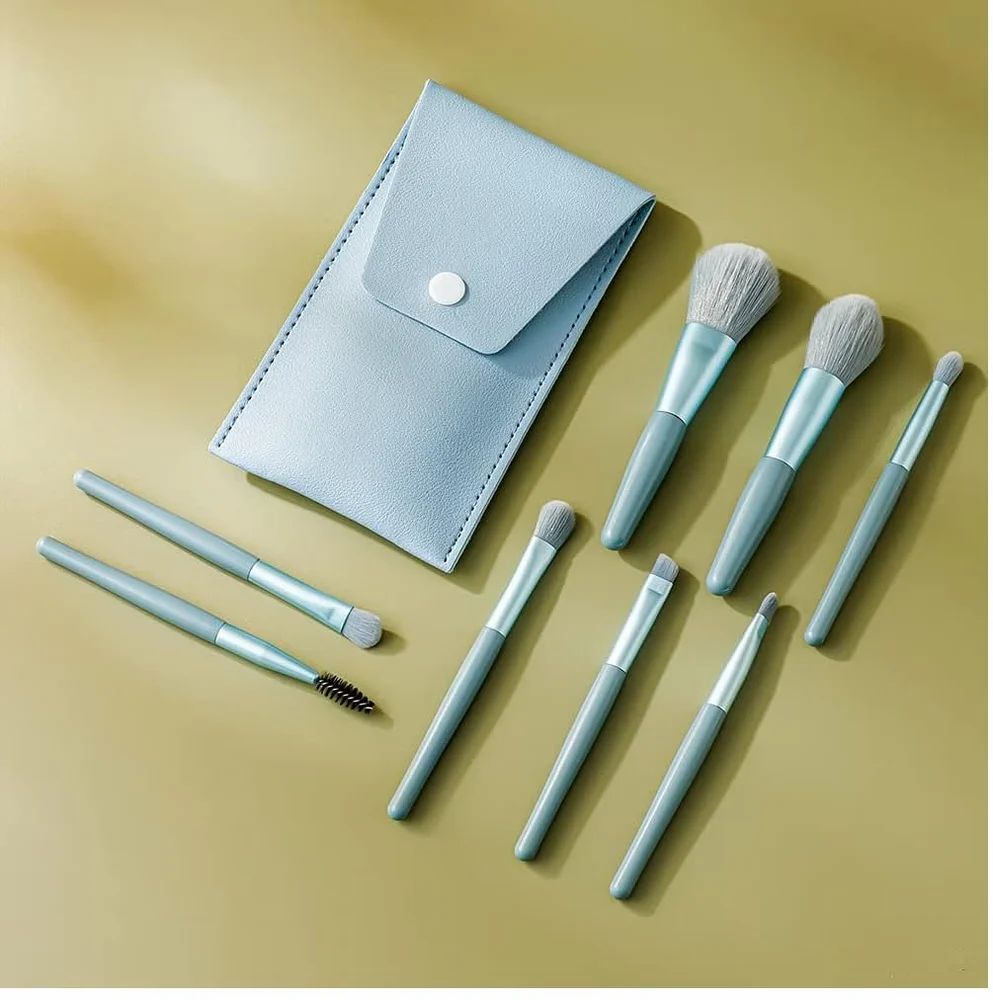 Premium 8-Piece Makeup Brush Set with Travel Case | Soft Bristles | Face & Eye Brushes for Women & Girls