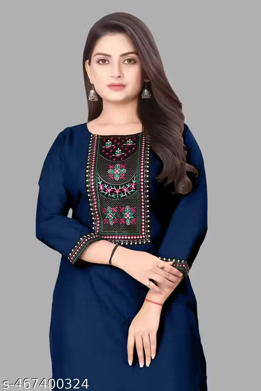 Primium Collection of Cotton Blend Lace Border Aline Kurtii