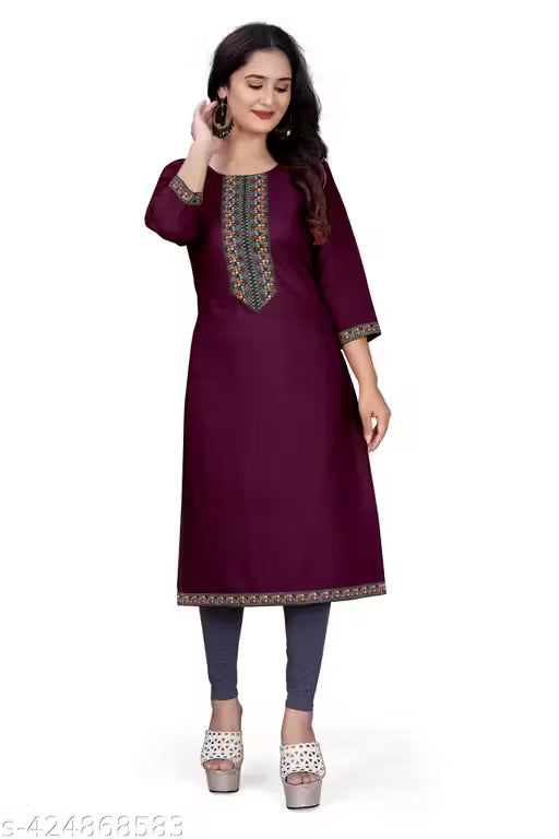 stylist kurti with embroidered work