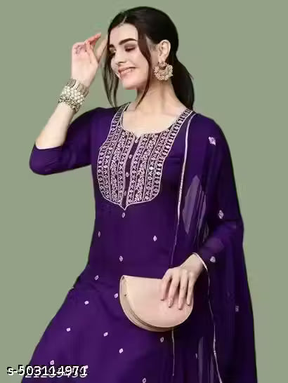 Cotton Kurta Pant Dupatta Set, Kurti Pant Dupatta Set, Kurta Set, Kurti Set, Solid kurta Set, fancy Kurta Set, Purple Kurta Pant Set,