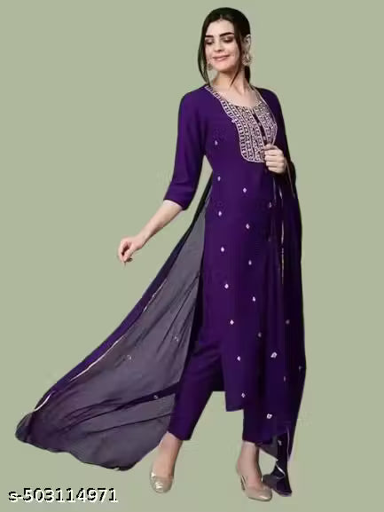 Cotton Kurta Pant Dupatta Set, Kurti Pant Dupatta Set, Kurta Set, Kurti Set, Solid kurta Set, fancy Kurta Set, Purple Kurta Pant Set,