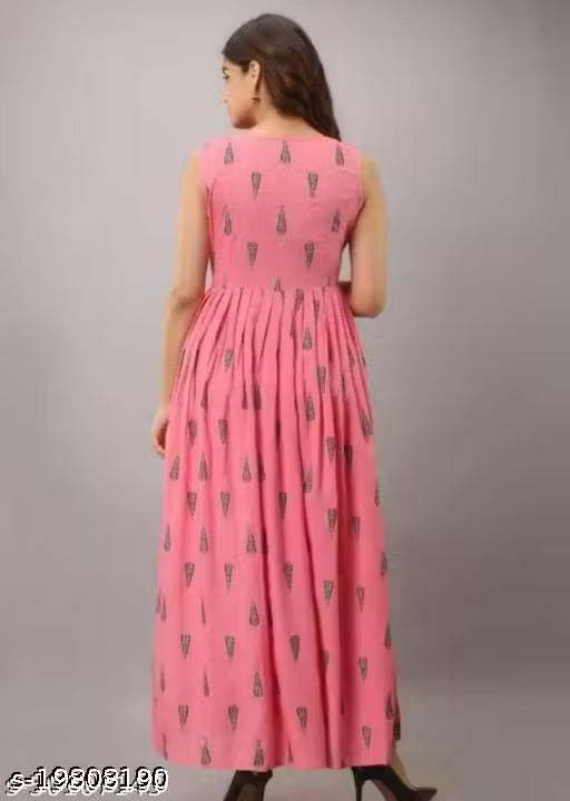 🌸 Elegant Pink Sleeveless Anarkali Kurti-Gown for Women | Premium Rayon | ₹449 Only