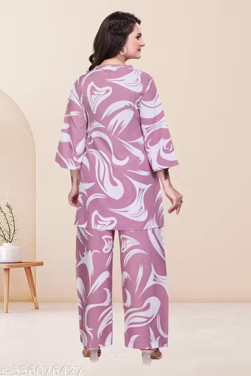 Woman Pink Top Bottom Set