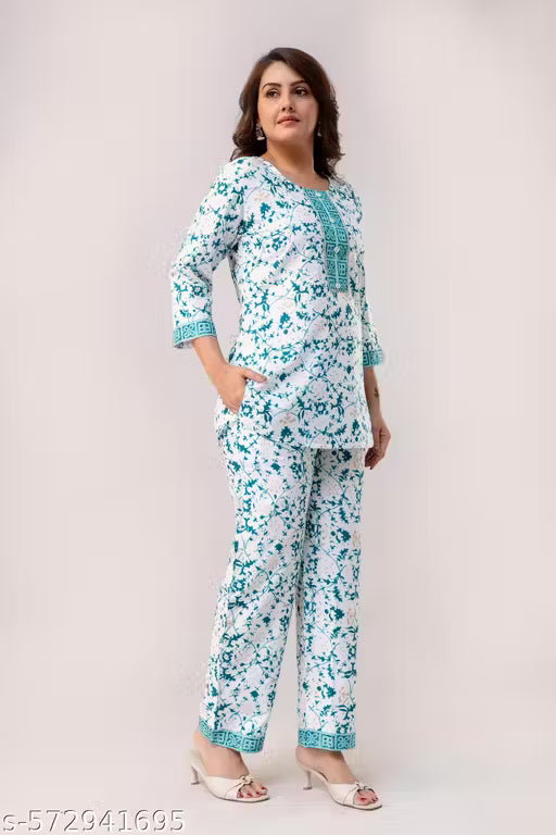 Co-ords Set For Womens | White Coord Sets | Classic Fashionable Women Top & Bottom Sets