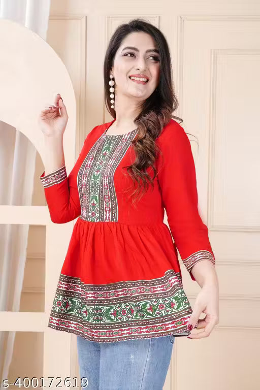 Trendy Crepe Womens Multicolor Dots Printed Top