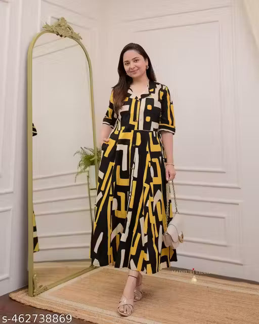 Elegant SKT 1011 Black A-Line Kurti Timeless Style for Every Occasion | Black A-Line Kurti | Elegant Kurti |
