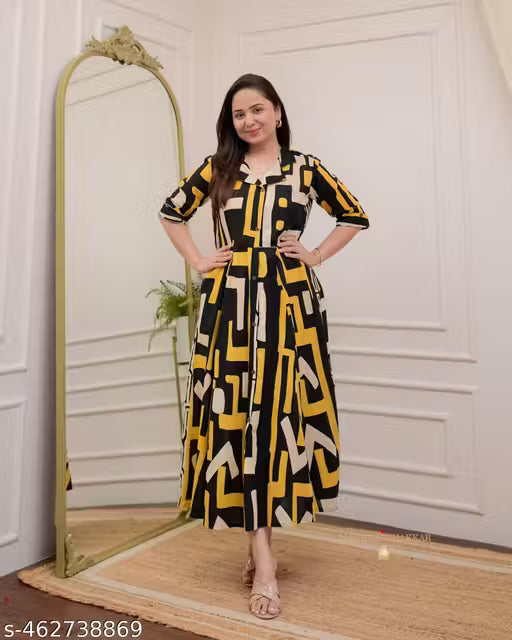 Elegant SKT 1011 Black A-Line Kurti Timeless Style for Every Occasion | Black A-Line Kurti | Elegant Kurti |