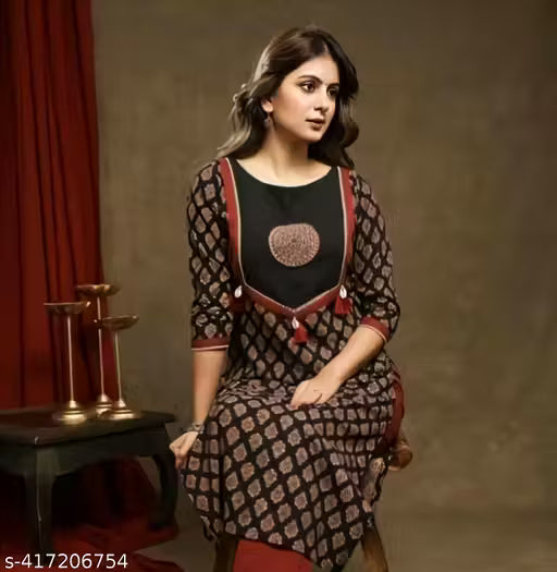 🌺 Traditional Ajrakh Cotton Kurti for Women | Handblock Printed Elegance | ₹549 Only