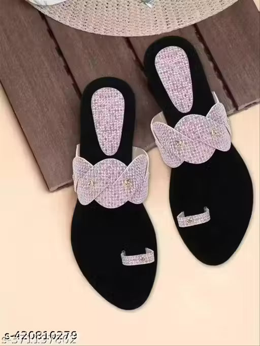 Stylish slippers flat slippers sandals college party wear T-strap flats Women chappals new model latest fashion Women footwear Women flip flops slippers Flipflop sleeper for women ladies fancy Women slipper chappal Sandals for women flats (Pack of 1)