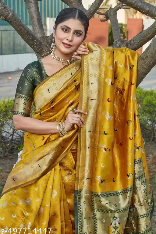 cotton silk jacquard saree with unstitched blouse
