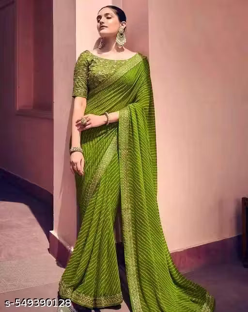 Fancy designer Laheriya Pretty Sarees With New Fancy Border With Blouse Piece.