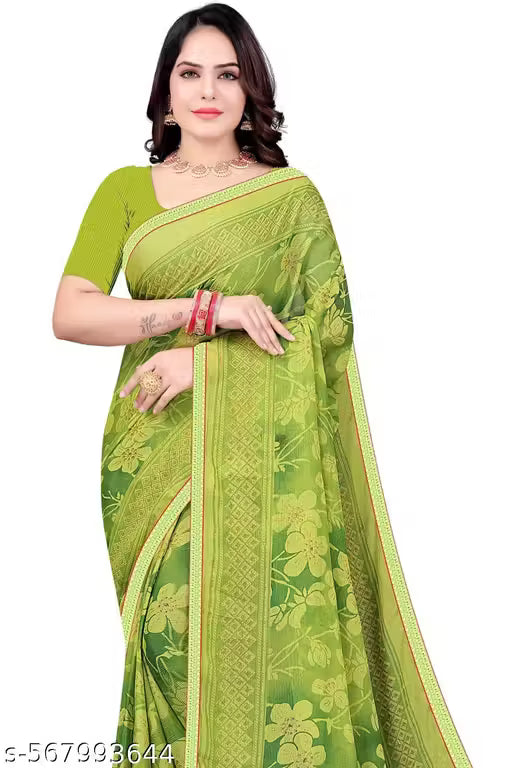 NAGMA VOL-01 Light Green Printed Saree with Blouse
