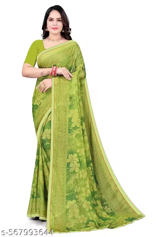 NAGMA VOL-01 Light Green Printed Saree with Blouse