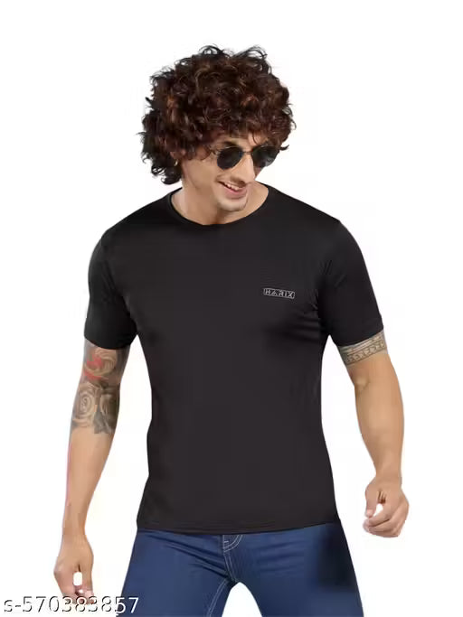 50% Discount - Men's Solid Black T-Shirt | Classic Round Neck Half Sleeve Tee | Regular Fit | Casual Wear