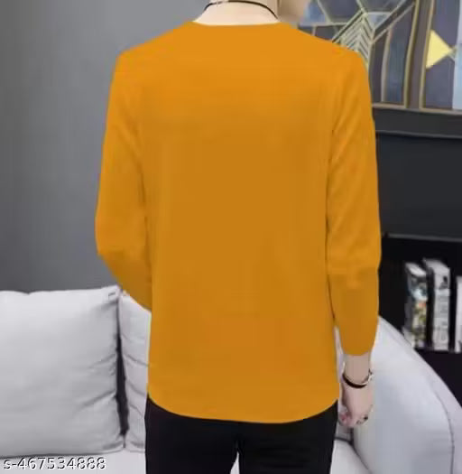 50% Discount - Trendy Mustard Korean Style Full Sleeve T-Shirt for Men – Heart Hand Graphic Print | Polycotton | Casual Wear