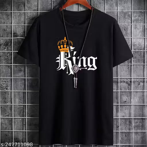 50% Discount - Latest & Stylish King Crown Printed Half Sleeves Cotton Blend Tshirt