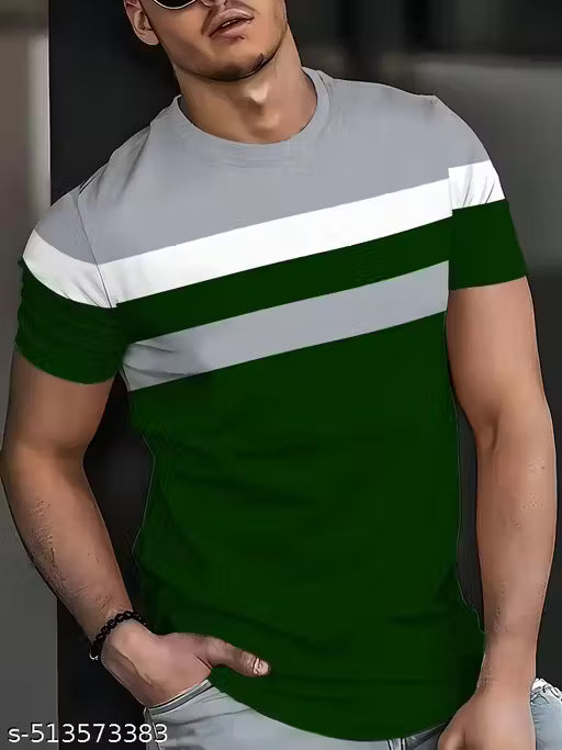 Men's Color Block Round Neck T-Shirt
