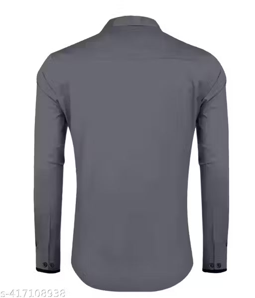 Men Regular Fit Solid Spread Collar Casual Shirt
