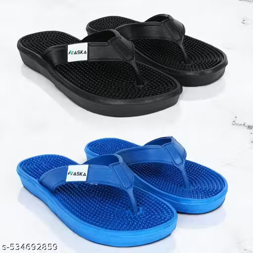 Aaska combo (pack of two 2 par) super soft dailyuse embossed chappal for mens & boys